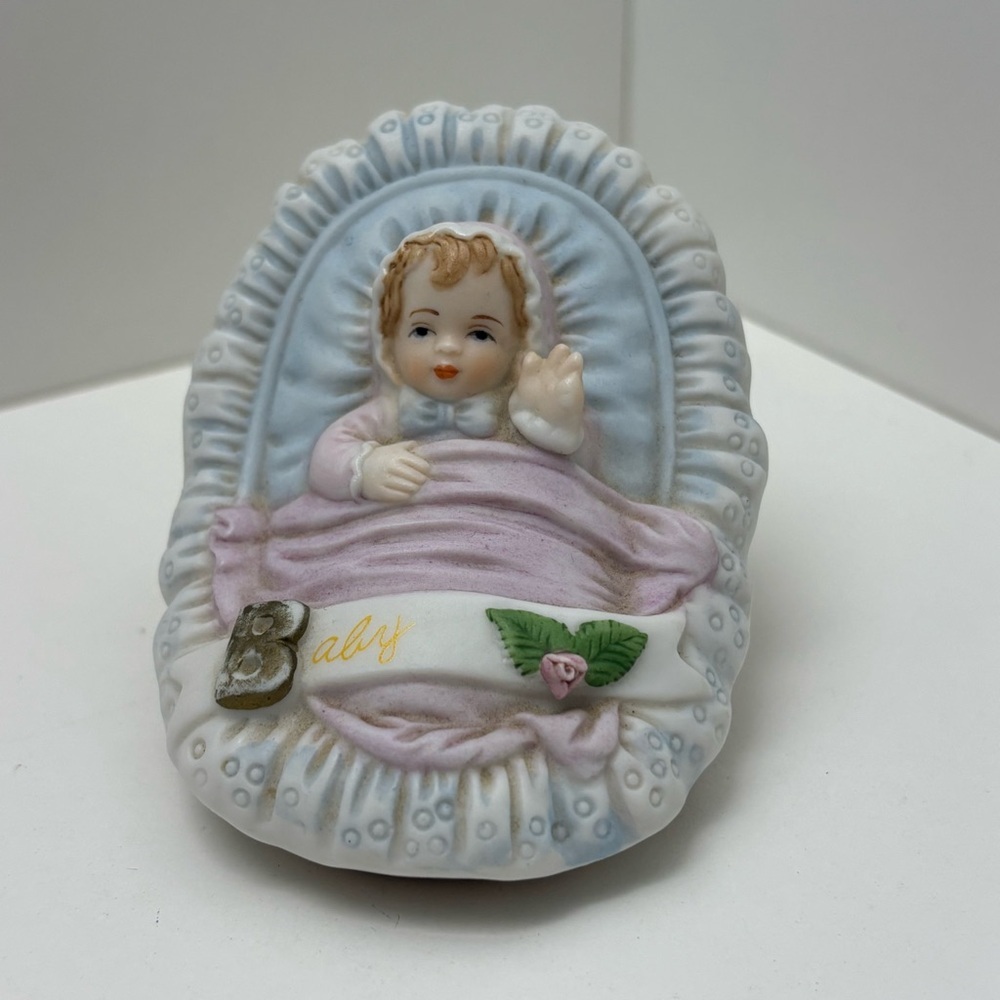 Enesco 1987 bisque porcelain “Growing Up Girls” baby figurine.
